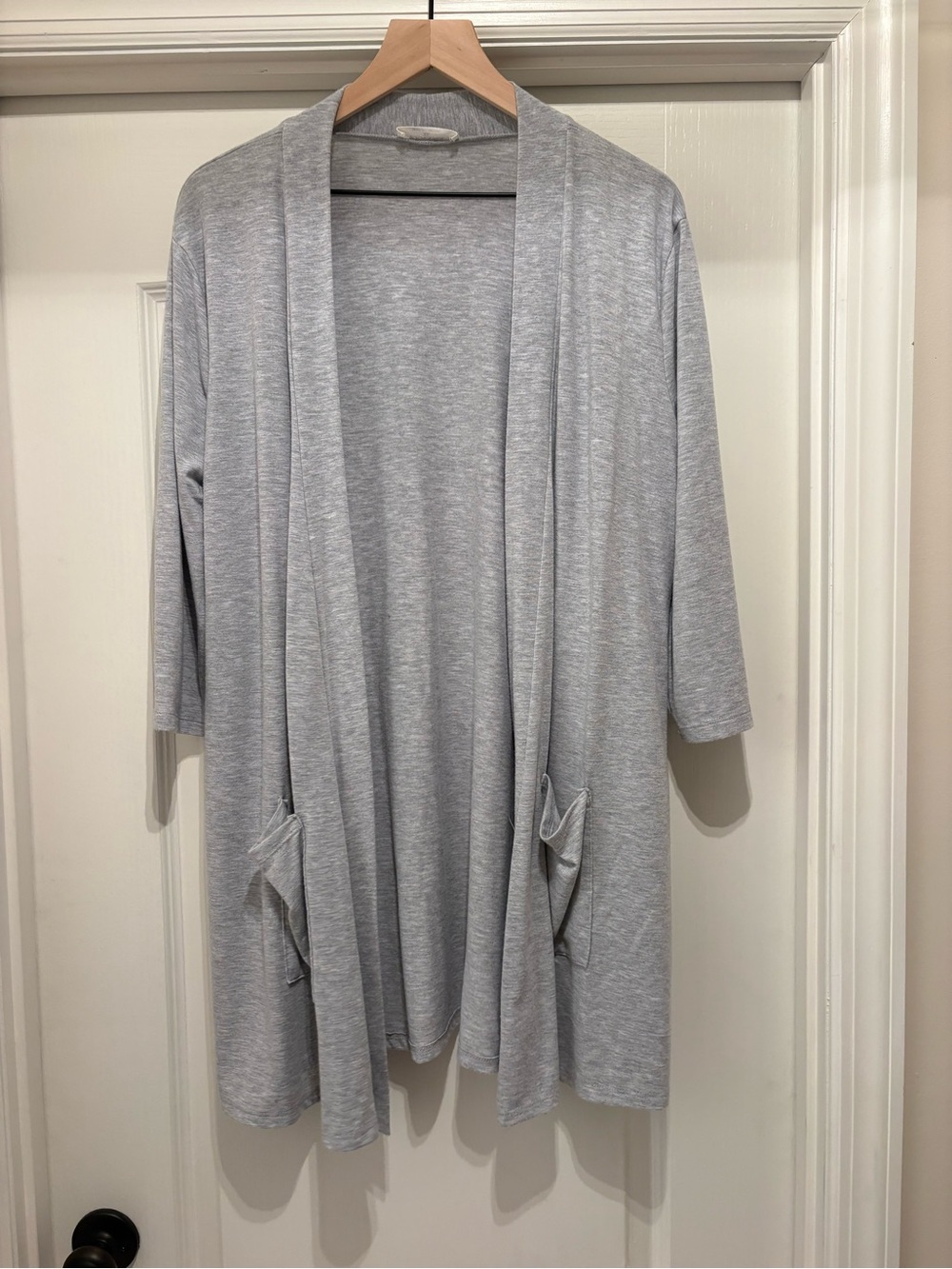 Women’s Zenana light gray open-front cardigan soft heathered knit size XL